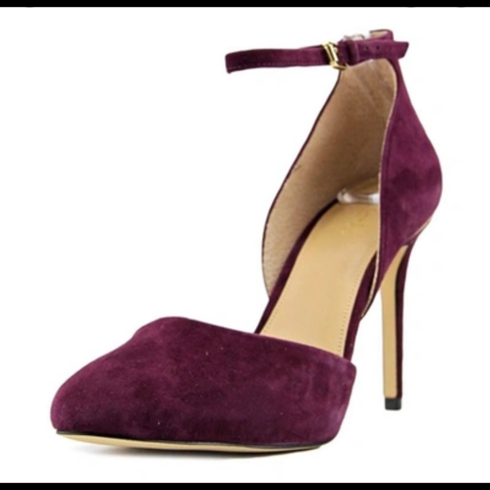 Merlot suede heels